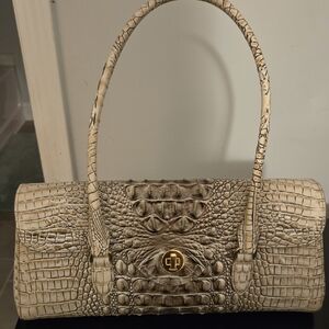 Brahmin Elegant Cream Crocodile-Embossed Handbag